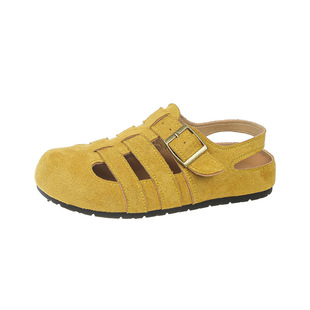 Ouruofeng Hollow Baotou Roman Sandals Women's 2025 Summer New Thick Bottom Slippers Candy Color Piggy Cage Shoes