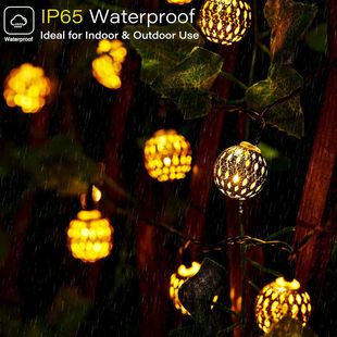 Moroccan ball Christmas lighting wrought iron LED lights with solar colored lights string outdoor decorative in stock wholesale