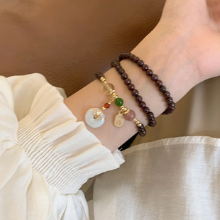 New Chinese style retro safety buckle bracelet female ins niche design garnet bracelet light luxury necklace fashion