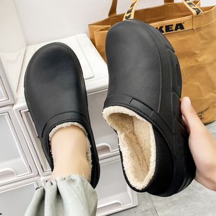 Men's waterproof cotton slippers winter non-slip home thick bottom outdoor warm dad cotton shoes men's factory wholesale
