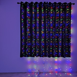 Cross-border LED3 * 3 m copper wire curtain light string ice strip light solar curtain light USB battery box remote plug-in