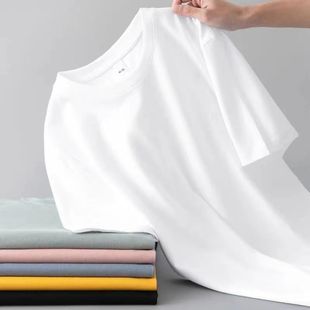 Cross-border 180g pure white short sleeve T-shirt men's loose casual opaque bottoming shirt summer jacket factory outlet