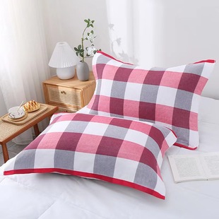 Factory direct Gaoyang three-layer gauze pillow towel student pillow towel plaid pillow towel a generation of hair