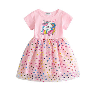 Pony Polly Unicorn Girl's Skirt 2024 Summer Western-style Girl Princess Dress Poncho Children's dress