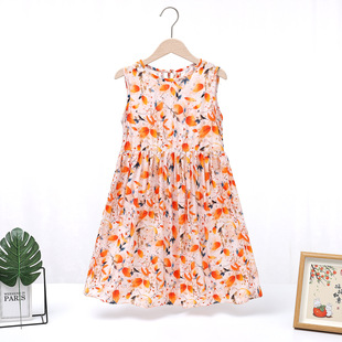 Ins Amazon Summer Explosions Children's Cotton Silk dress Skirt Large and Small Children's Viscose Skirt Artificial Cotton European and American Style