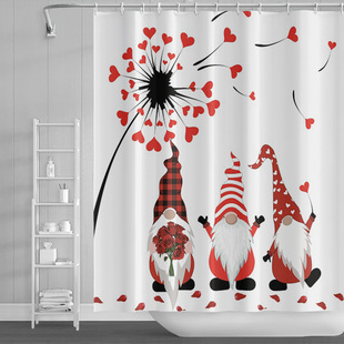 Romantic Valentine's Day Rose Love Foreign Trade Cross-border Photo Digital Printing Polyester Shower Curtain Bathroom Toilet Curtain