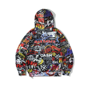 High Street Hip Hop Hoodie Модная брендовая куртка с граффити Мужская и Женская свободная аниме Трансграничный пиратский мультяшный ленивый Топ
