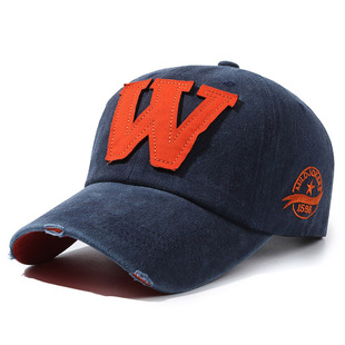 W distressed embroidered ripped peaked cap ins trendy men's outdoor fashion personality Street Women's sun-proof baseball hat travel