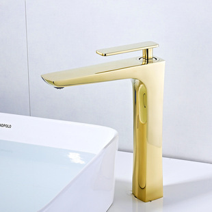 Light luxury golden faucet modern counter basin bathroom cabinet basin single hole hot and cold copper black and white faucet