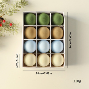 New flocking Christmas ball pet plastic Christmas decorations 8cm12PCS multi-color Christmas tree pendant
