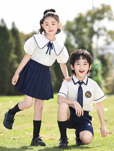Kindergarten Uniform Summer Senior Class Graduation Photo British Style Shirt Chorus Uniform Performance Uniform Primary School Student Class Uniform Suit