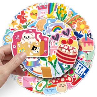 50 pieces of cream ins style graffiti personality small fresh original goo card decorative mobile phone case luggage sticker waterproof