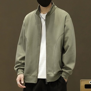 Vertical Collar Jacket Men's Spring and Autumn 2024 New Fashion Brand American Heavy Cardigan Jacket Men's Loose Casual Baseball Suit