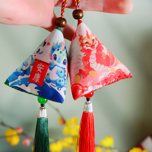 Sachet Zongzi Pendant Mugwort Mosquito Repellent Portable Fabric Printed Triangle Sachet Chinese Style Dragon Boat Festival Sachet Gift