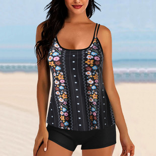2024 European and American New Split plus size Gradient Cross-border Swimsuit Conservative Hot Spring Beach Outdoor Swimsuit