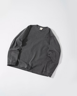 Washed Old Snow Pe @ k Xuefeng Embroidered Letter Heavy 350g Washed Long Sleeve T-shirt Mountain Daily Tide