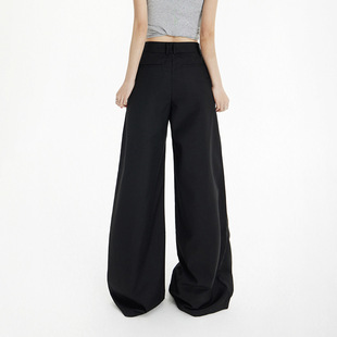 Ming Hai Lazy Style Draping Horn Suit Casual Pants Women's Spring and Summer New 2025 American Style High Waist Loose Wide Leg Pants