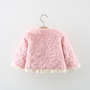 Girls' cotton-padded coat thickened 1-year-old cotton-padded coat baby girl lambskin cardigan coat winter weili children's clothing wholesale 3