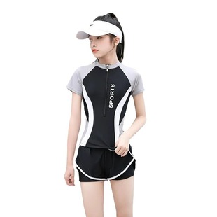 New split girls swimsuit sports style suit big children girls belly slim boxer girls swimwear wholesale