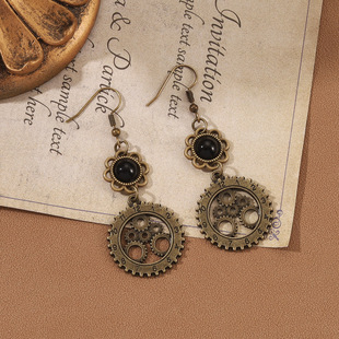 Fashion Personality Design Retro Steampunk Style Earrings Ins Internet Celebrity Same Style Skull Mechanical Gear Earrings