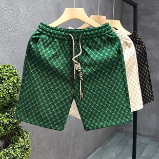 Shorts men's summer fashion brand loose straight casual fifth pants trendy trendy handsome outer wear printed middle pants