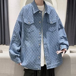 Hong Kong Style Spring and Autumn Fashionable Brand Printed Lapel Thin Jacket Men's Korean Style Loose Casual Fashionable Jacket Top Fashionable