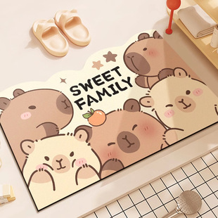 Cartoon Bathroom Absorbent Floor Mat Toilet Dirt-Resistant Anti-Slip Mat Household Toilet Door Quick-Drying Diatom Mud Floor Mat