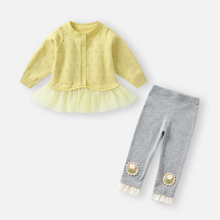 Baby suit Spring New Small Coat Baby Girl's Knitted Cardigan Spring Thin Western Style Top Girls' Clothes