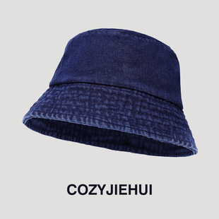 Solid Color Denim Fisherman Hat Japanese Style Vintage All-match Little Girl's Basin Hat Summer Thin Plain Sun Hat Cross-border
