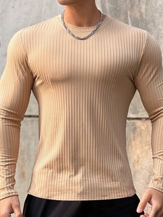 Spring and Autumn New Fashion men's long-sleeved T-shirt autumn and winter new men's pullover sweater solid color bottoming shirt