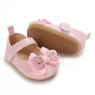 Spring, summer and autumn 0-1 year old female princess shoes soft rubber bottom bow baby toddler shoes
