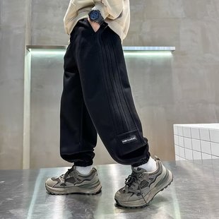 Boys' Trousers Sports Pants Spring and Autumn 2024 New Children's Autumn Wear Sweatpants Fried Street fleece-lined Pants