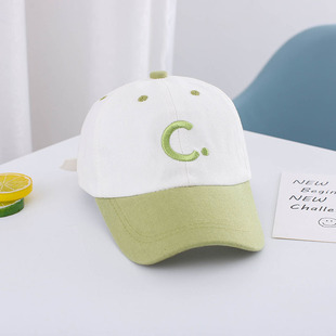 Children's Baseball Cap Girls Spring and Autumn Korean Style Duck Tongue Baby Boys Sunshade Sunscreen Color-blocking Hat Trendy Letter Embroidery