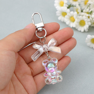 New cute cartoon bear keychain pendant creative simple fashion earphone case bag ornaments accessories gifts
