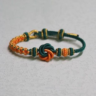 Peach Blossom Knot Mandala Hand Rope Hand Woven Women's Bracelet Wearable Gold Beads DIY Finished Red Book Same