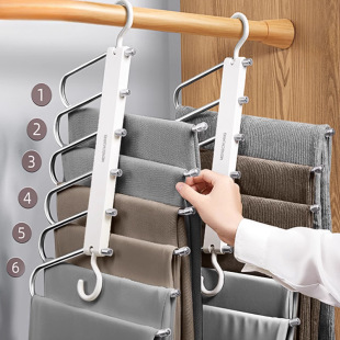 Folding Pants Rack Multi-functional Multi-layer Pants Hanger Household Magic Pants Clip Wardrobe Built-in Storage Artifact Pants Hanger