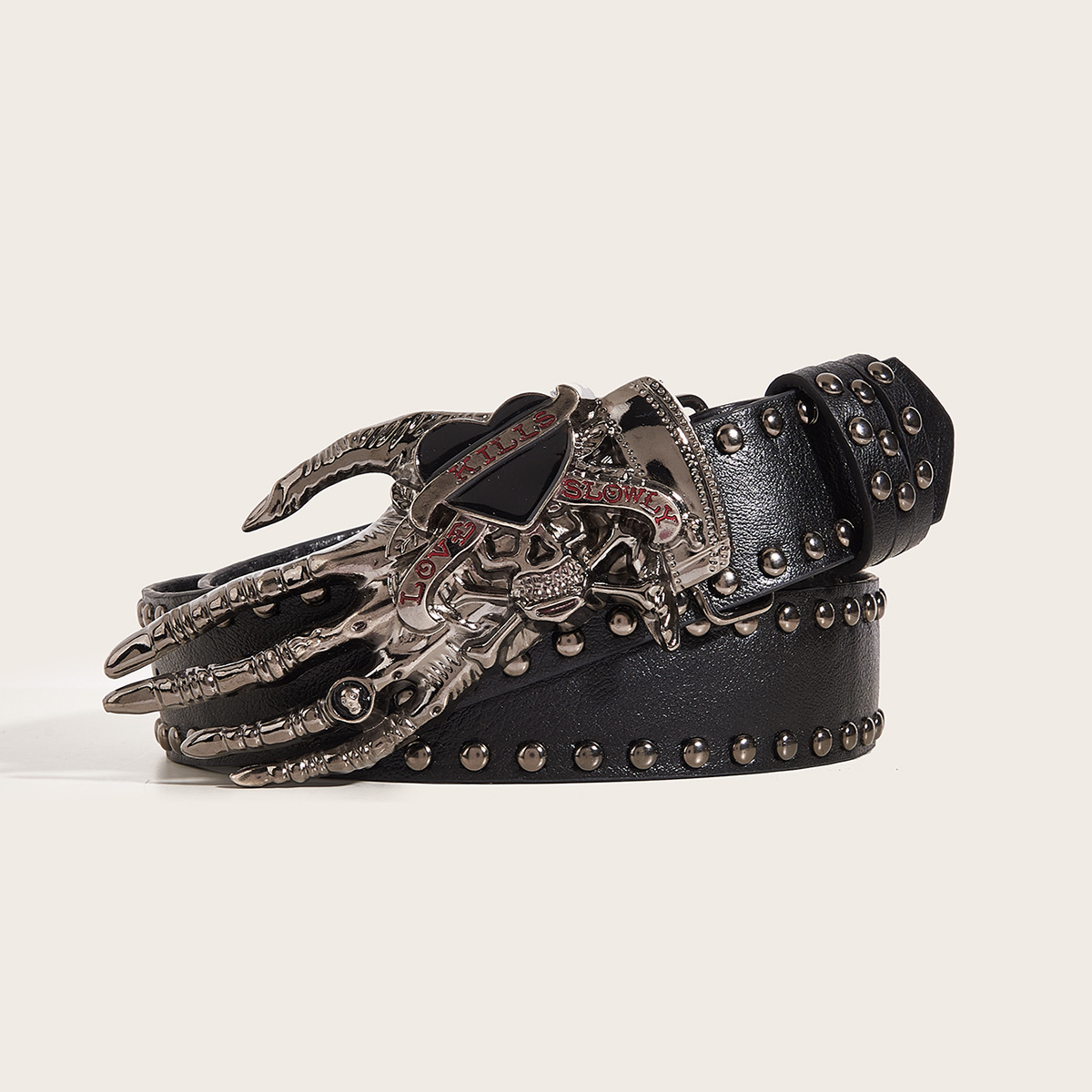 American Style Punk Hot Girl Y2K Skull Love Palm Belt Women's Design Sense Niche All-match Fashion Belt