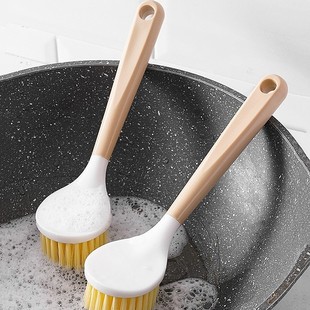Pot Brush for Household Dishwashing, Pot Scrubbing Brush, Dishwashing Stain Removal Cleaning Brush, Universal Long-Handle Brush, Kitchen Pot Scrubbing Tool