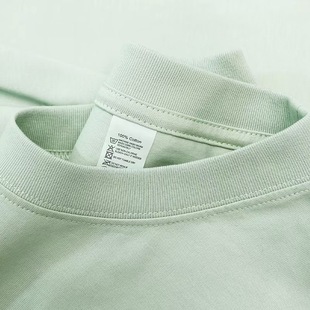 [Thick and Impermeable] 320g HeavyweighT Pure Color Round Neck Men's T-shirT Summer American Small Neckline Loose ShorT-sleeved tee
