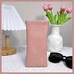 Portable glasses bag sunglasses sunglasses storage bag automatic closed shrapnel bag PU leather storage bag anti-pressure glasses cover