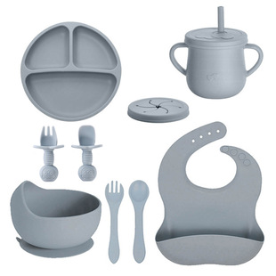 Silicone Short Handle Fork Spoon Baby Fork Spoon Training Spoon Licking Spoon Baby Learning Fork Spoon suit Soft Spoon