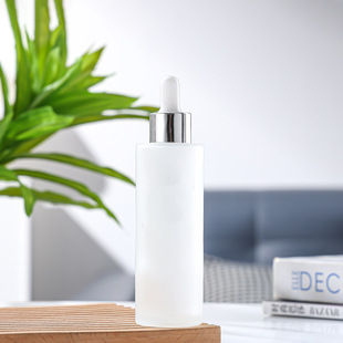 In stock frosted glass lotion bottle plastic head dropper pressing spray sub-bottle empty bottle portable cosmetic small sample bottle