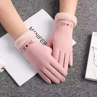 De Rong Cross-border Gloves Winter Women's fleece-lined Thickened Warm Student Women's Riding Cold-proof Driving Freezing-proof Touch Screen