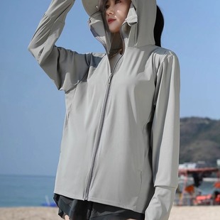 Women's Spring and Summer Removable Large Hat Brim upf50 Anti-UV Original Yarn Jacket Ice Silk Breathable Sunscreen Clothing