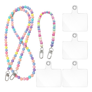 Liu Shishi same style beaded rainbow long mobile phone chain women's fashion crossbody portable chain Universal with clip chain