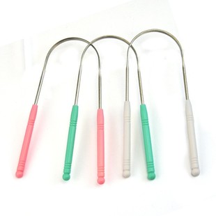 Factory wholesale stainless steel U-shaped tongue scraper tongue cleaner tongue brush tongue plate care oral fresh breath tool