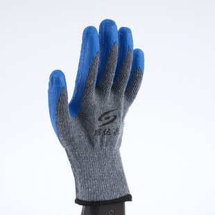 Ten-needle gray yarn gummed gloves wholesale cotton yarn gummed wrinkle gloves breathable gummed gloves