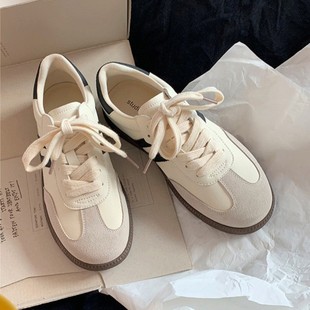 Three-bar grape mom couple's same style round toe retro versatile color matching thick bottom casual sneaker German training shoes trendy spring and autumn
