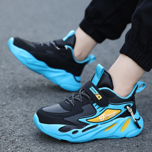 Spring and Autumn New Boys' sneaker Leather Breathable Lightweight Deodorant Children's Running Shoes Lace-up Magic Tape Boys Shoes
