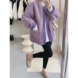 Lamb wool coat women's new 2023 popular autumn and winter short socialite retro high-end feeling thick baseball uniform top